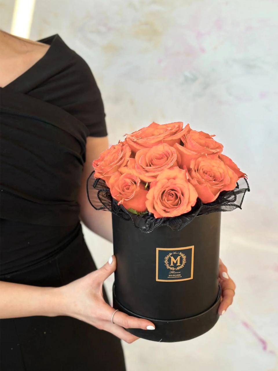15 Peach Roses Box Flower Delivery Toronto Same Day Delivery Moon