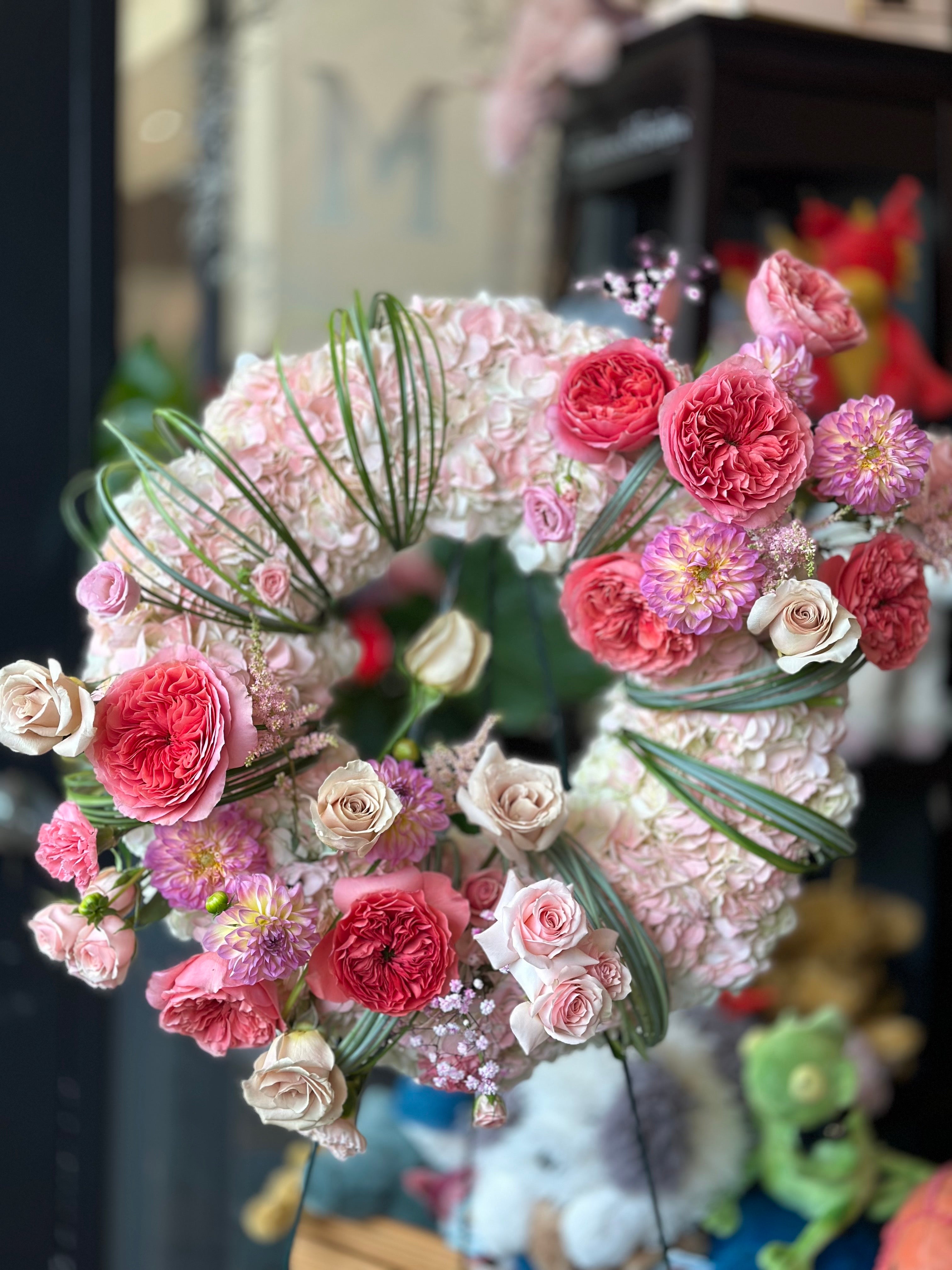 Pink and light pink Standing Funeral Wreath