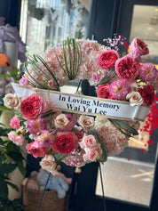 Pink and light pink Standing Funeral Wreath