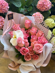 Send My Love ( 2 dozen roses with white orchid )