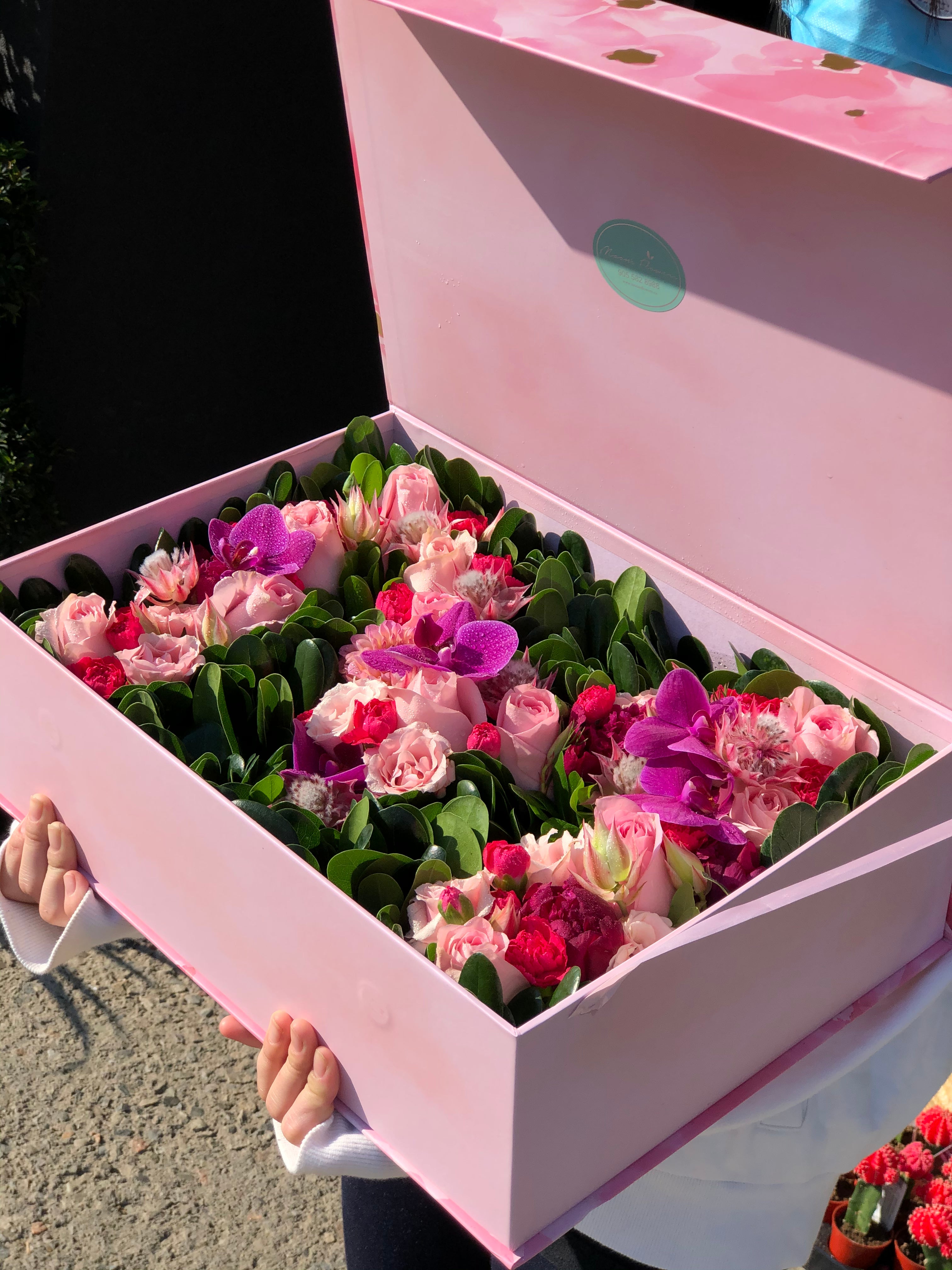 Pink and White Roses Initial Flower Box
