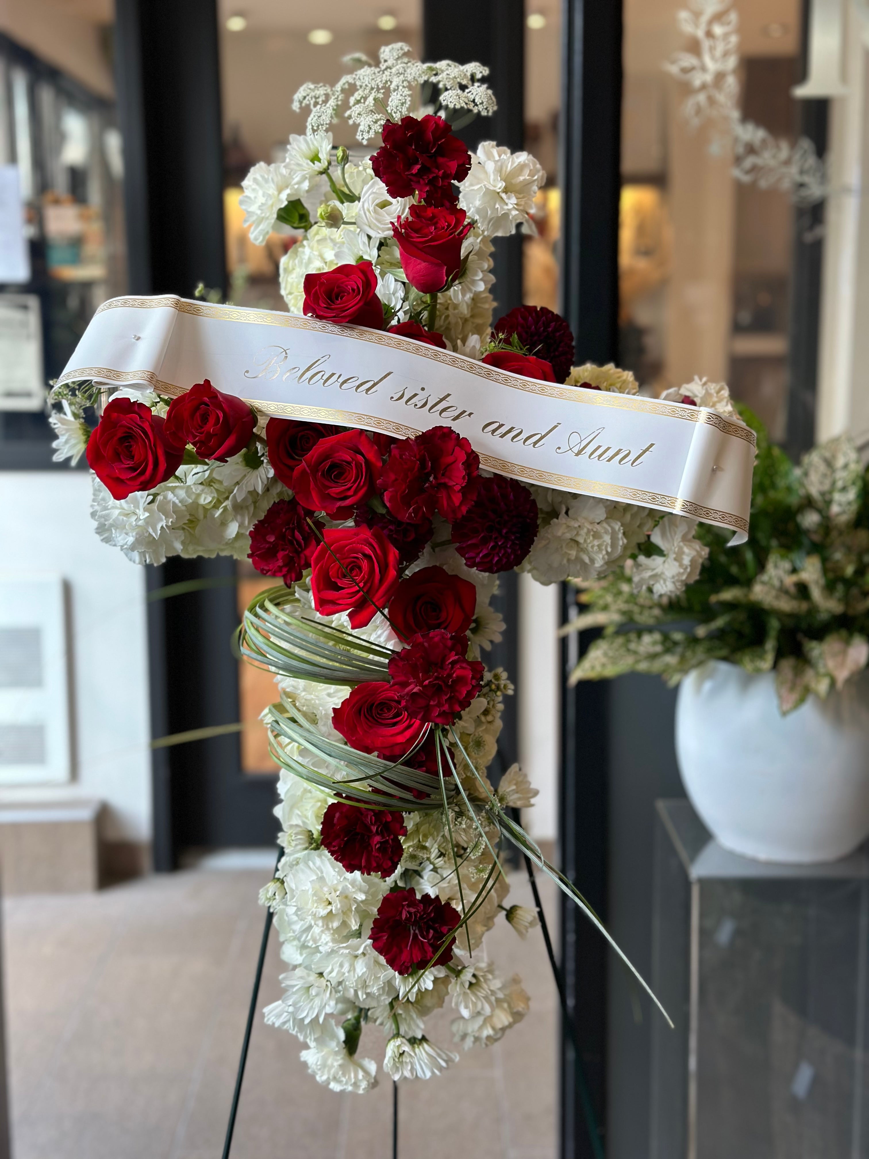 Cross Standing Funeral Wreath