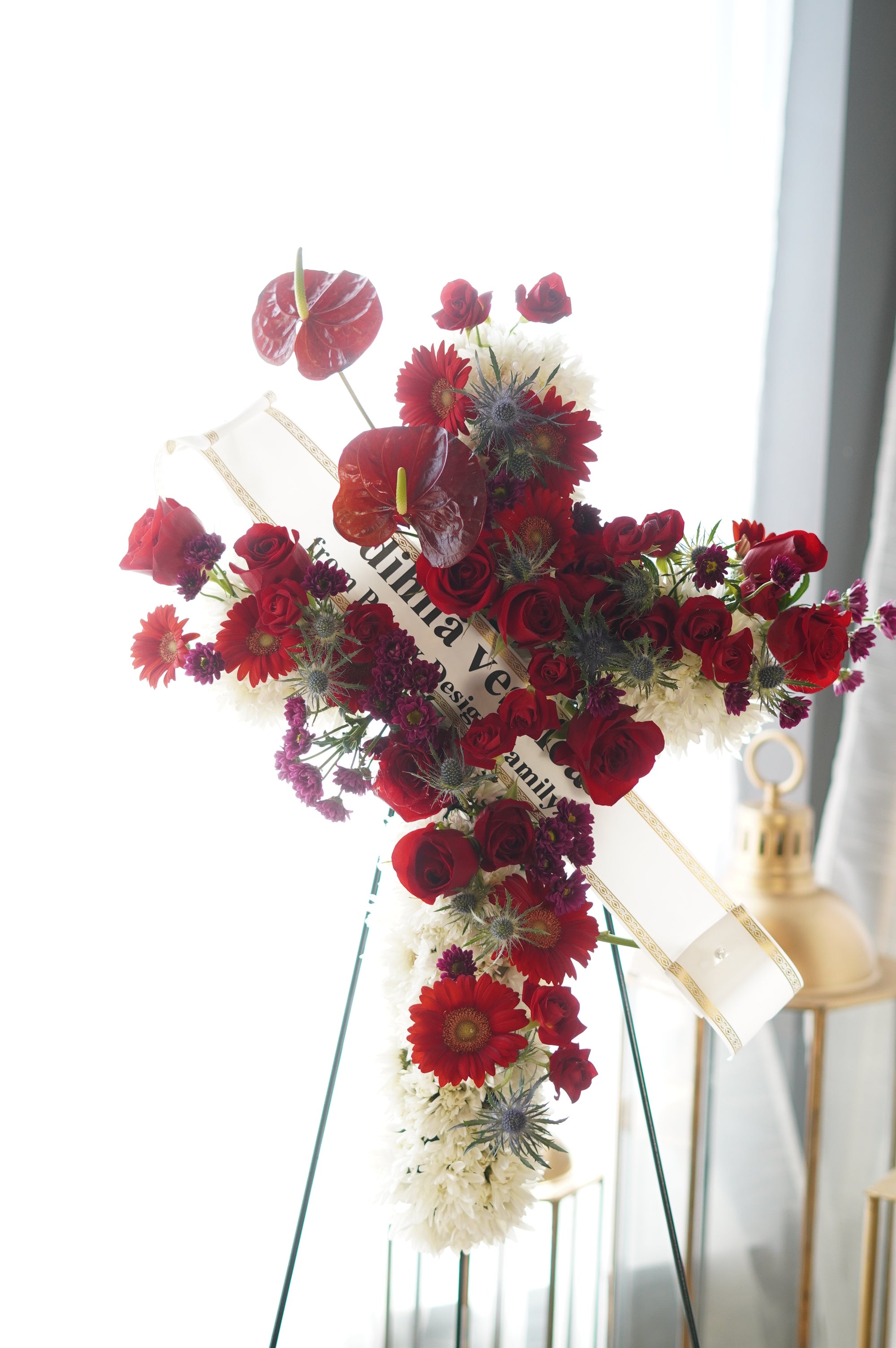 Cross Standing Funeral Wreath