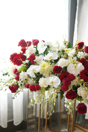 White & Red Casket Funeral Spray