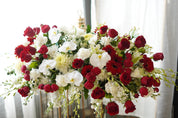 White & Red Casket Funeral Spray