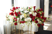 White & Red Casket Funeral Spray