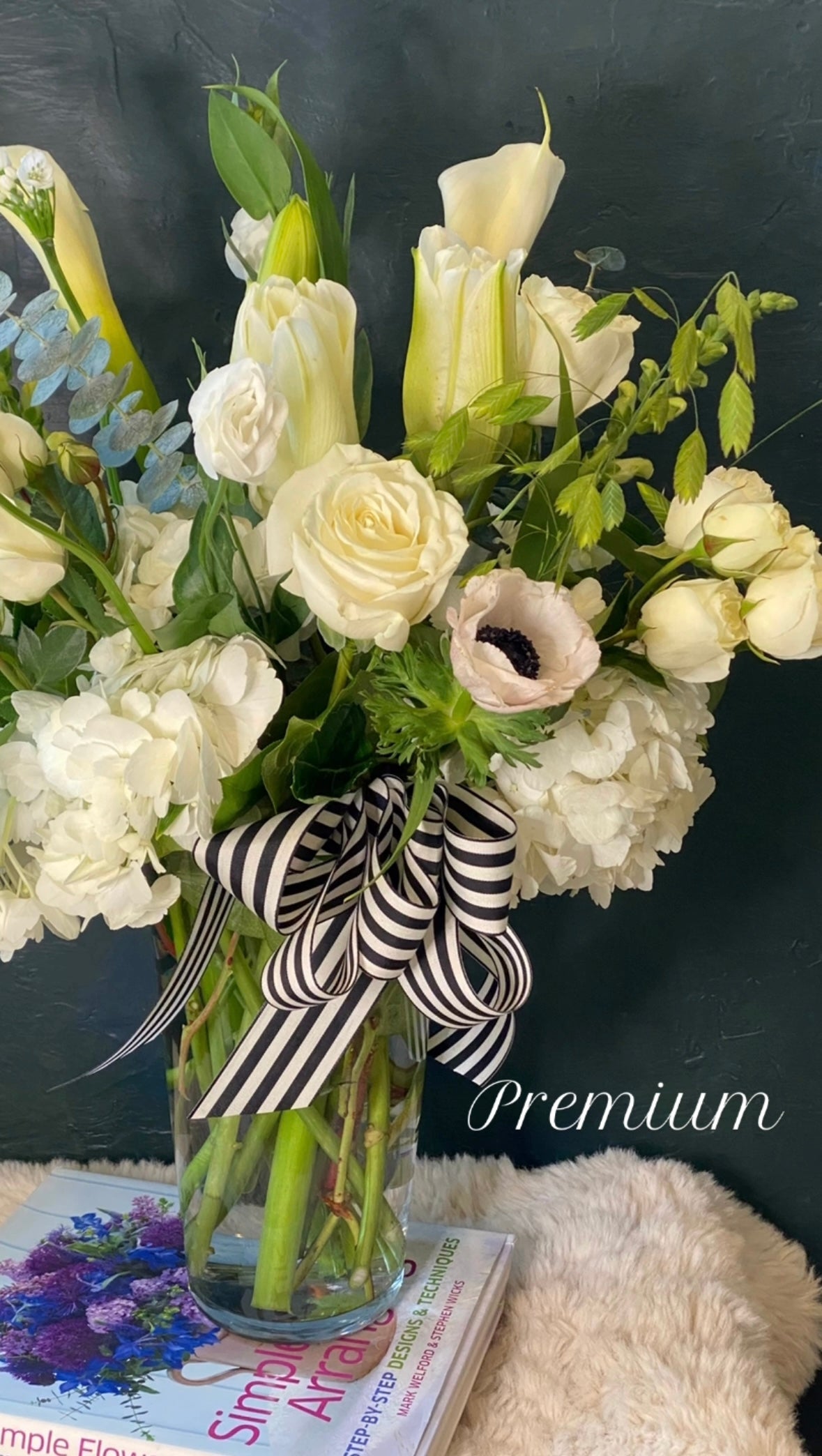 White Sympathy Flowers Vase arrangement