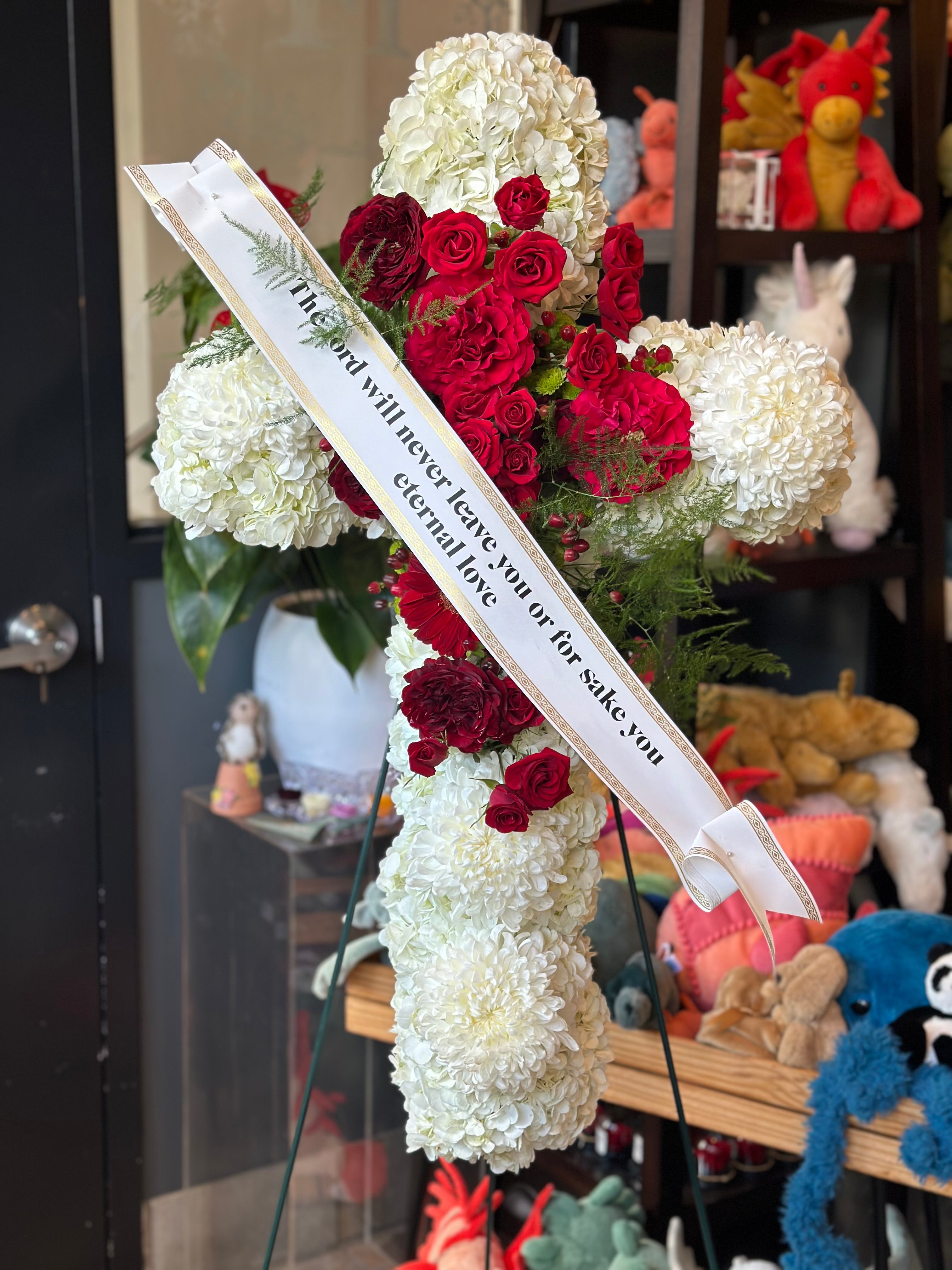 Cross Standing Funeral Wreath