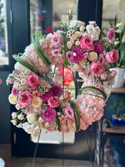 Pink and light pink Standing Funeral Wreath