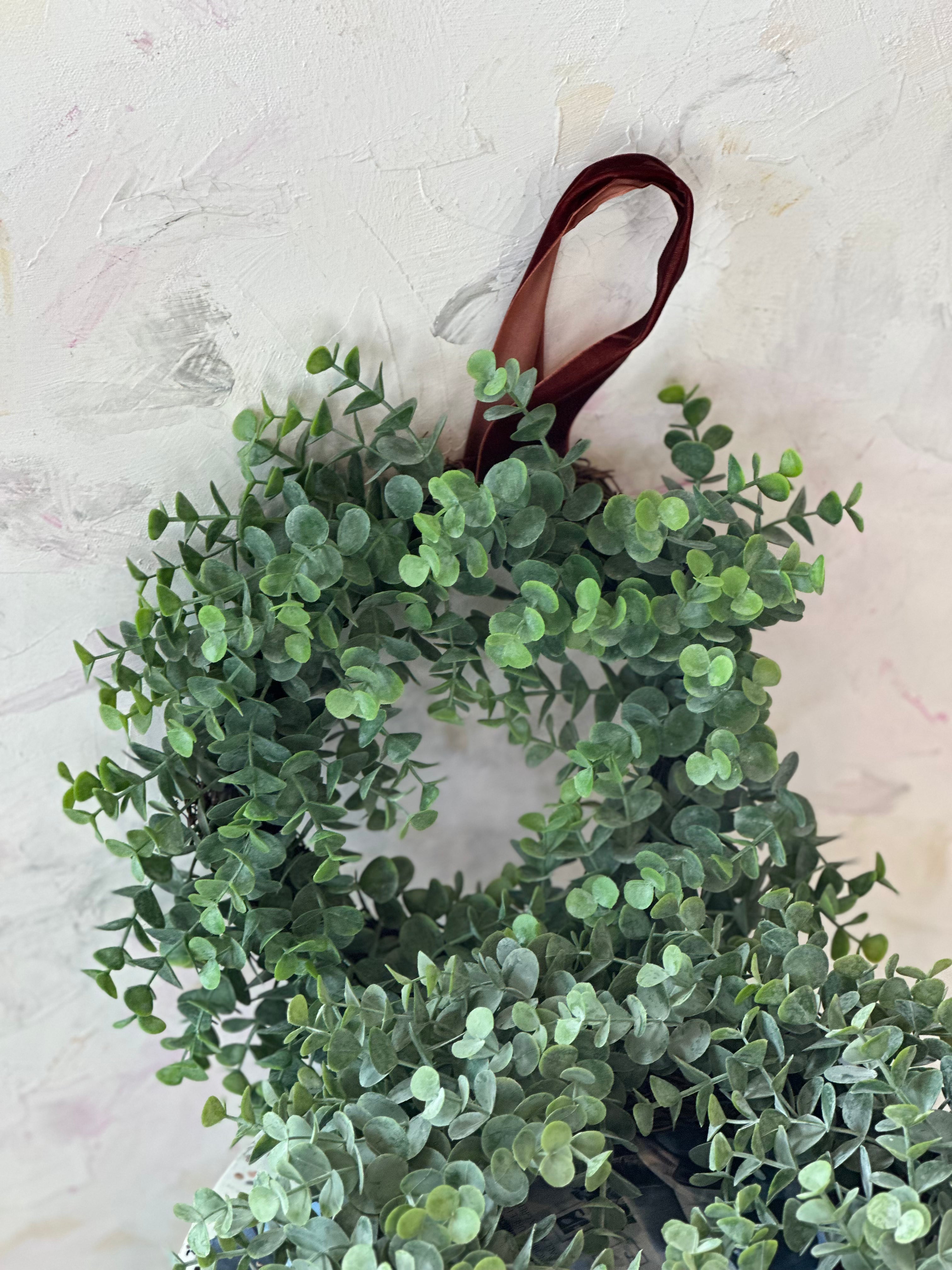 Mini artificial Eucalyptus Wreath– 12cm