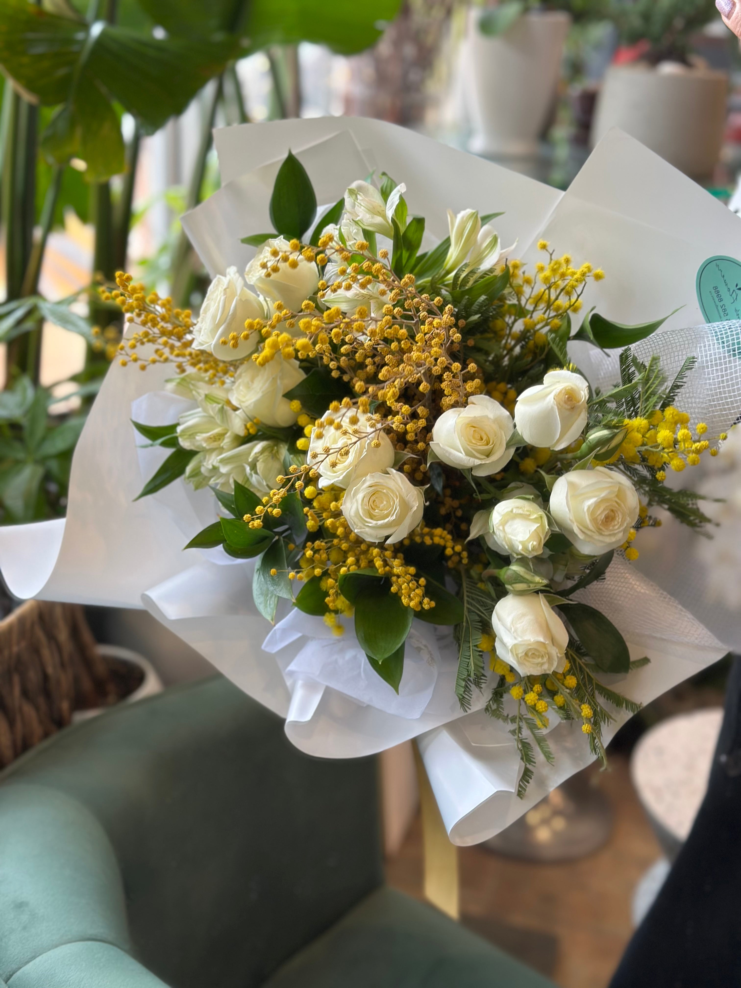 Yellow Mimosa Mixed Bouquet