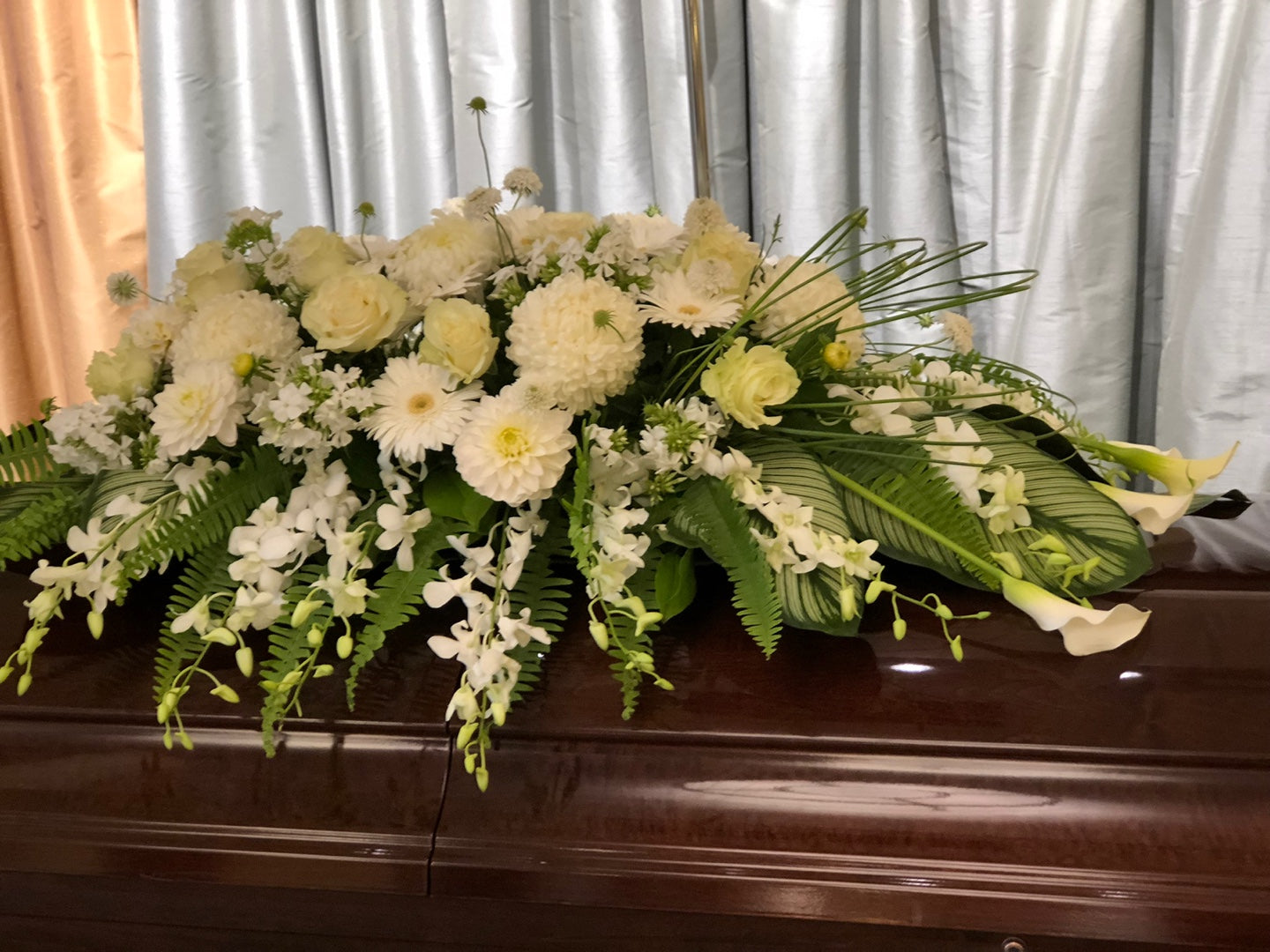 White Casket Funeral Spray Flower Delivery Toronto Same Day