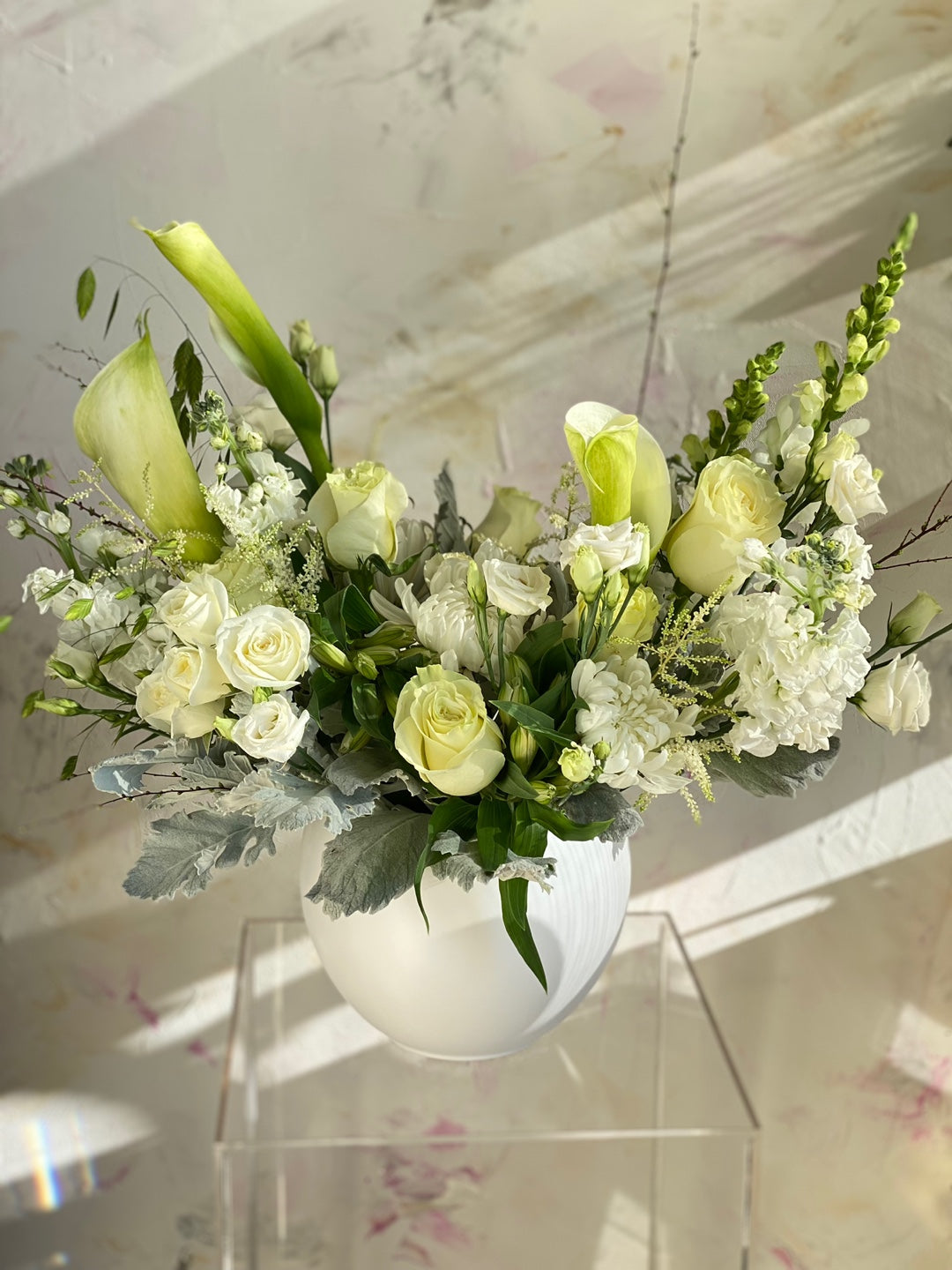 White Flower Sympathy Pot