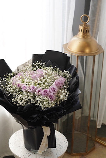 Eternal Love (2 Dozen Lavender Roses & Baby’s Breath)