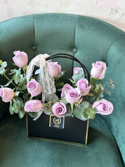 12 Lavender Roses - Basket of Love