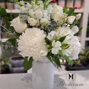 White Love Arrangement In A Vase ( Seasonal Flowers )
