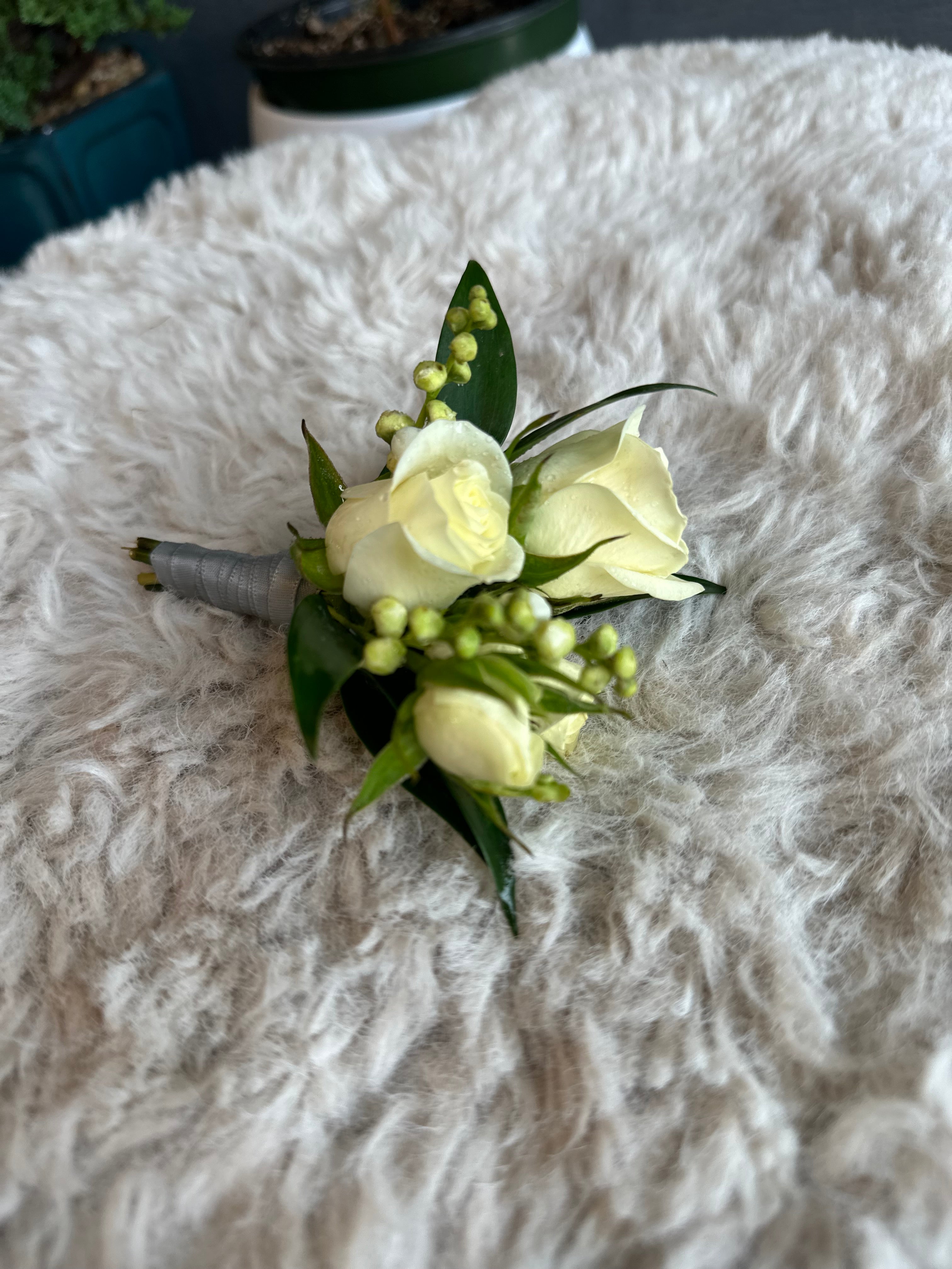 White Green Boutonniere