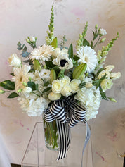 White Sympathy Flowers Vase arrangement