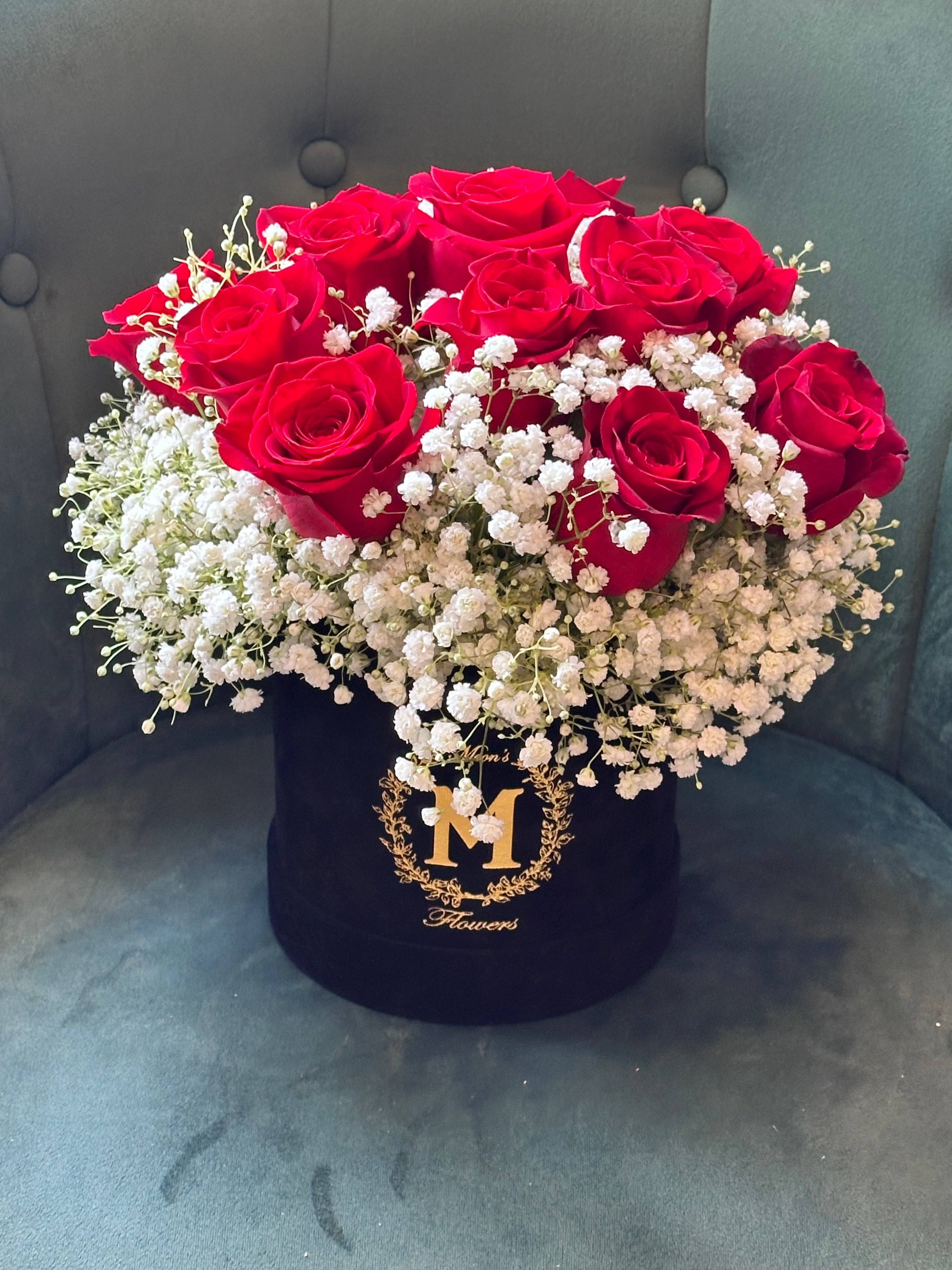 15 Roses with Baby Breath