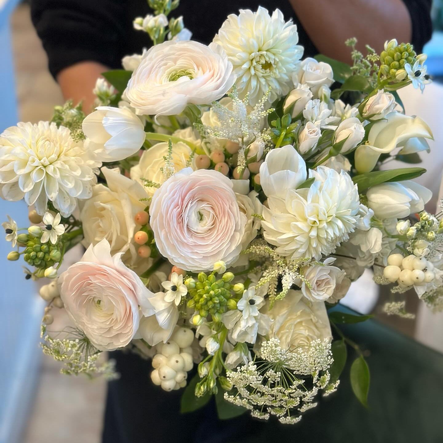 garden style large bridal bouquet soft pink ivory flowers Toronto wedding