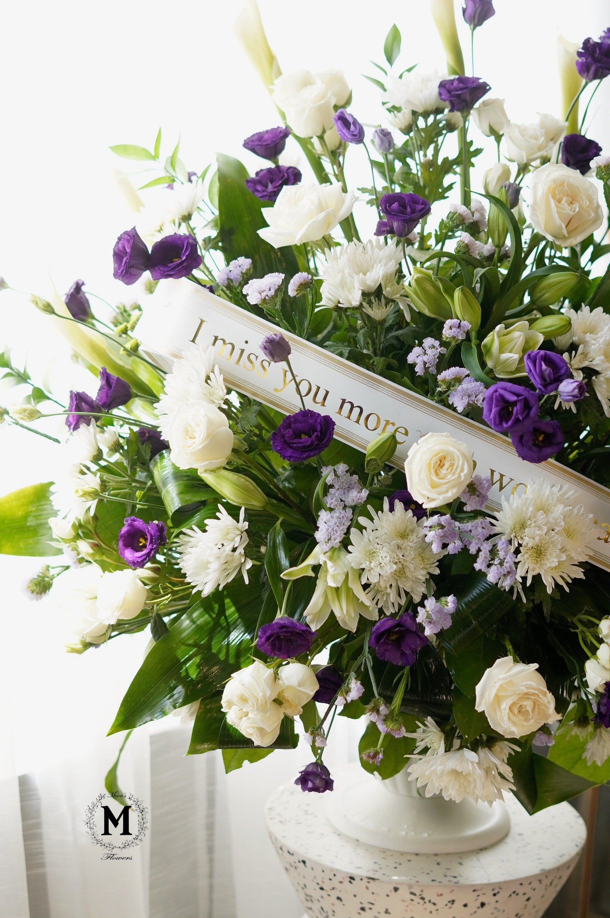 Violet Funeral pot Arrangement