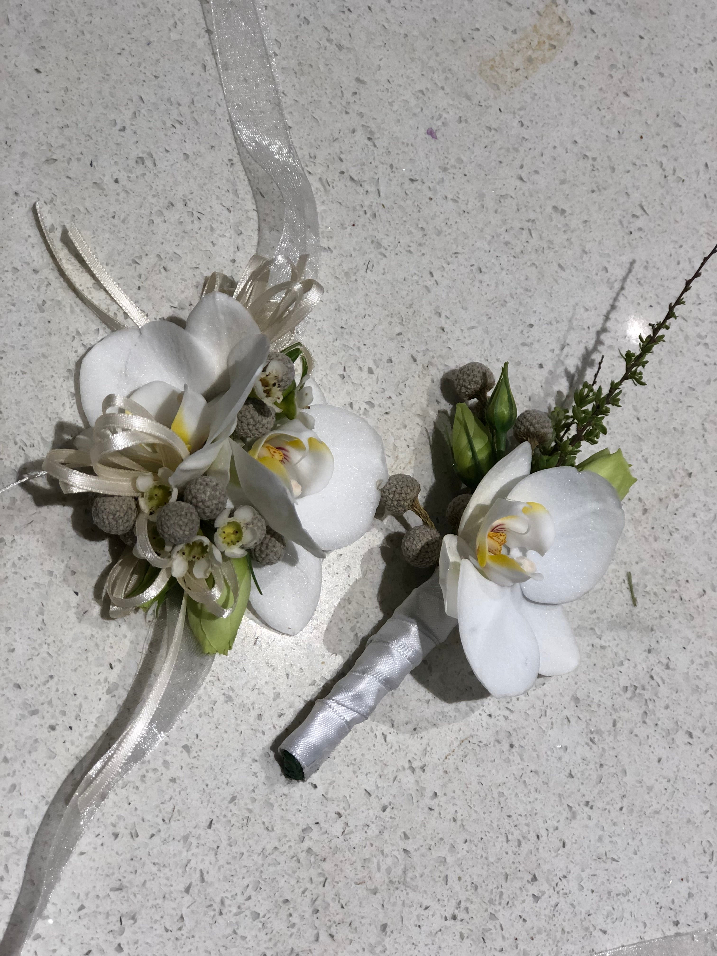 White Green Boutonniere