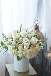 luxury white roses and lisianthus arrangement GTA delivery