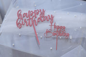 Pink Acrylic Cake Topper – Happy Birthday & Anniversary
