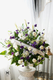 Violet Funeral pot Arrangement