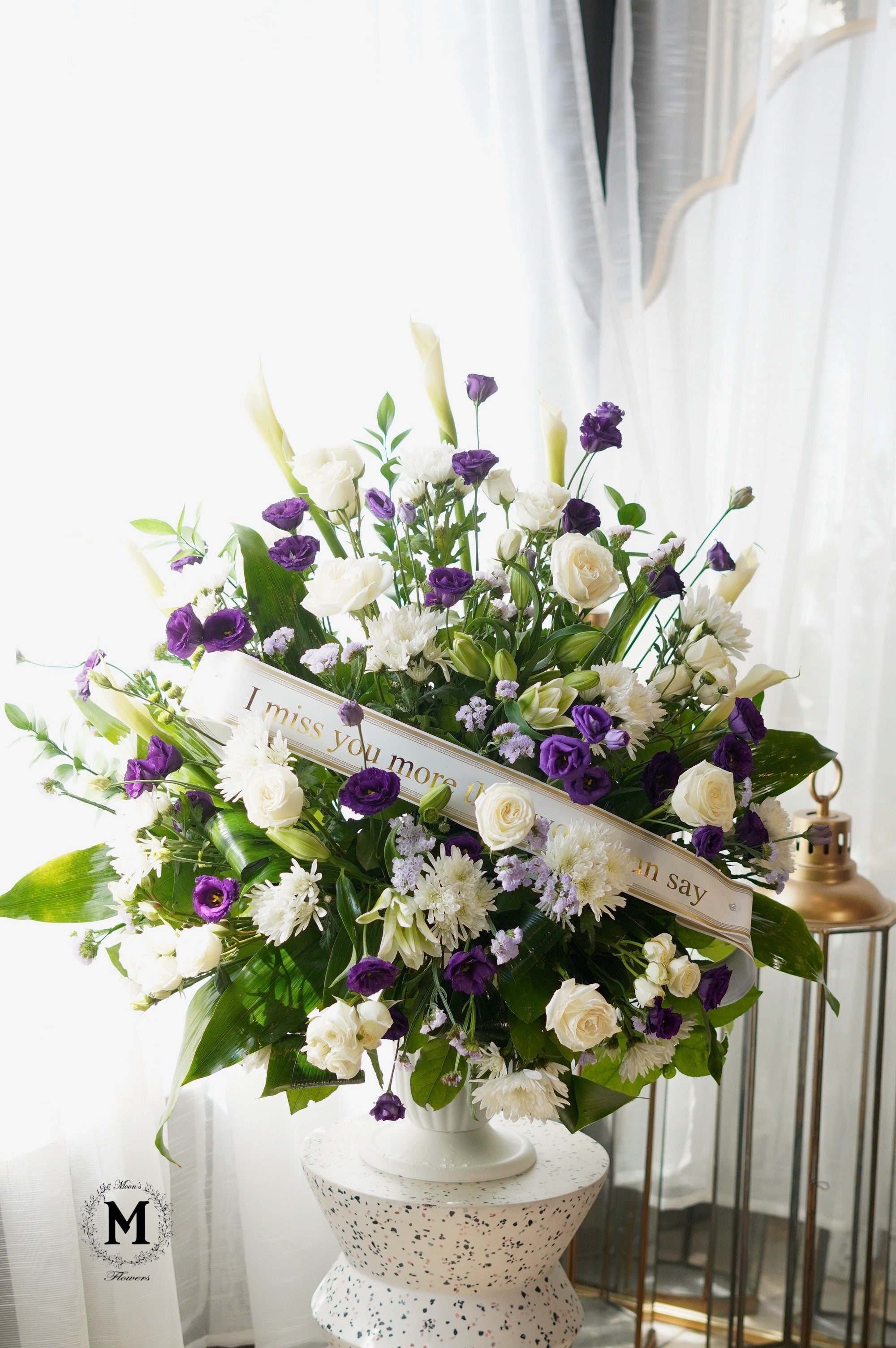 Violet Funeral pot Arrangement