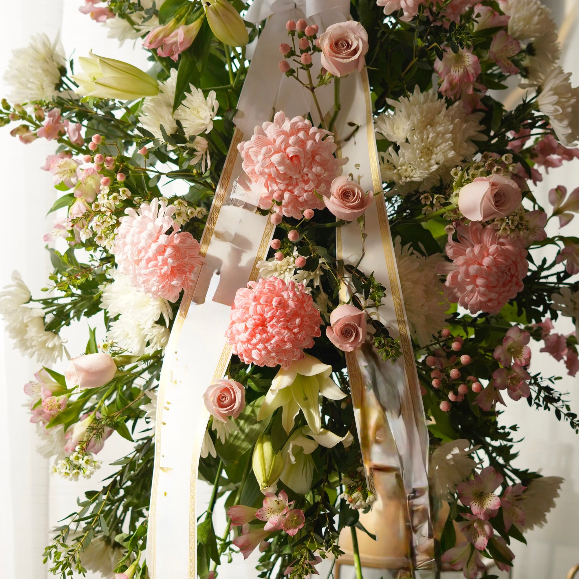 Front view – actual photo installed on the easel,spray,Funeral &Sympathy Flowers Toronto