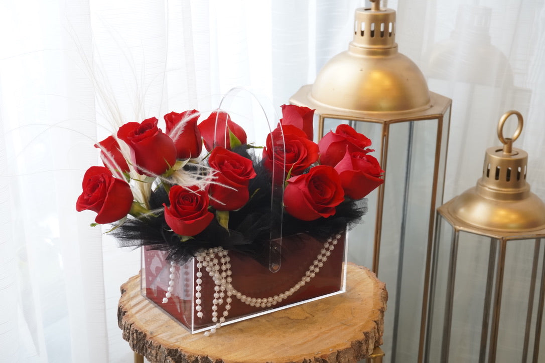 Valentine's Day - Scarlet Bloom Acrylic Basket