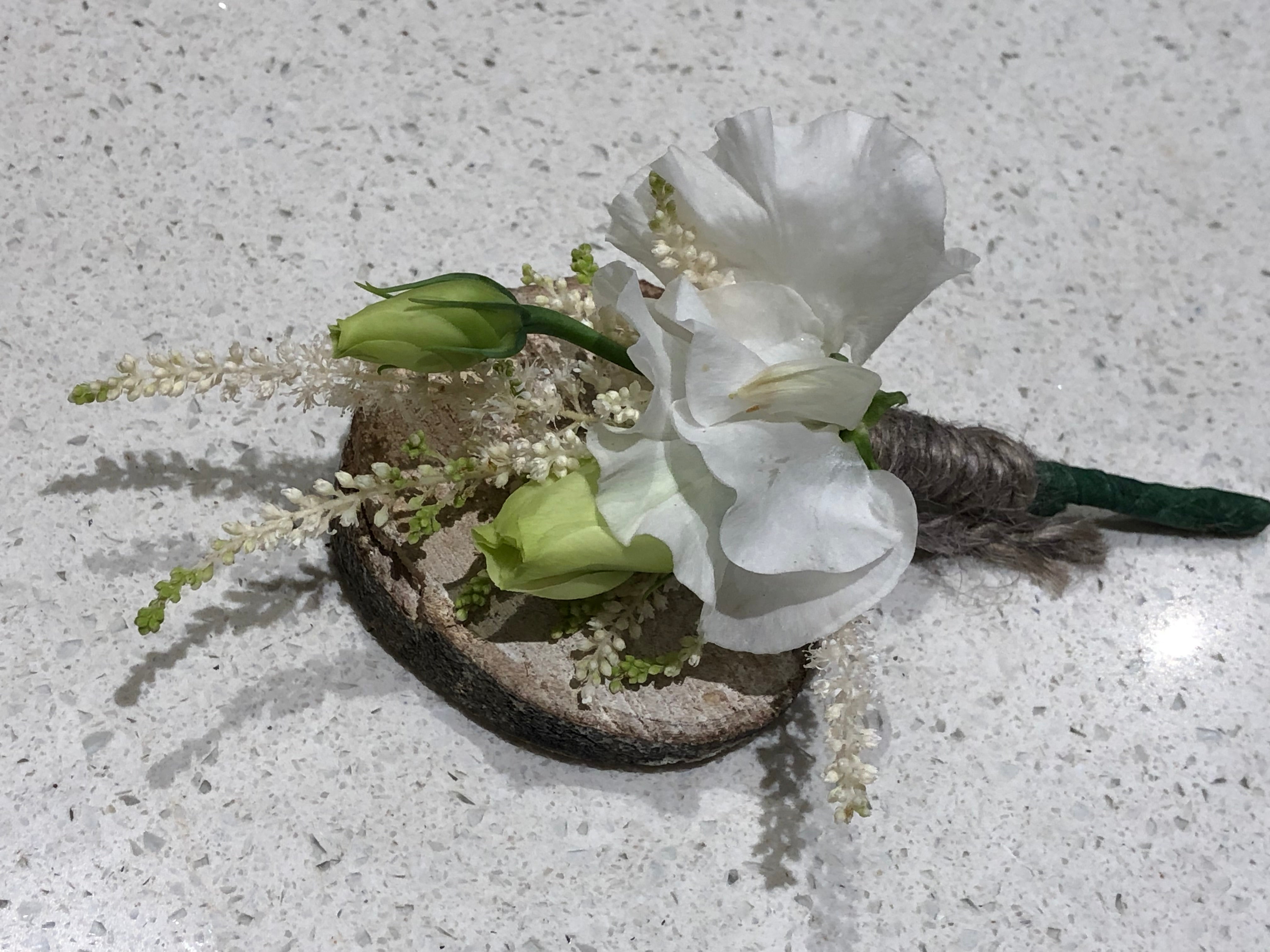White Green Boutonniere