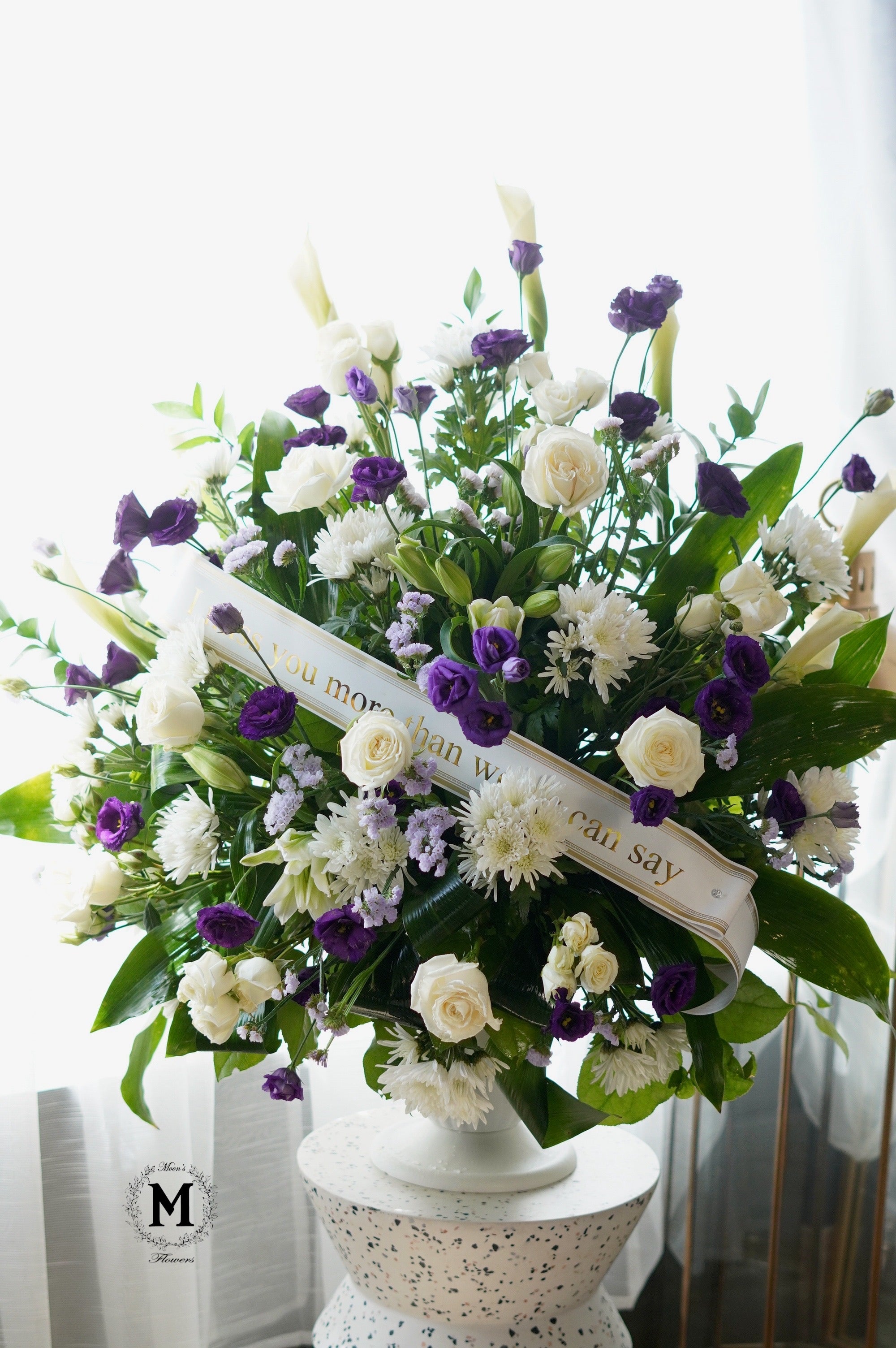 Violet Funeral pot Arrangement