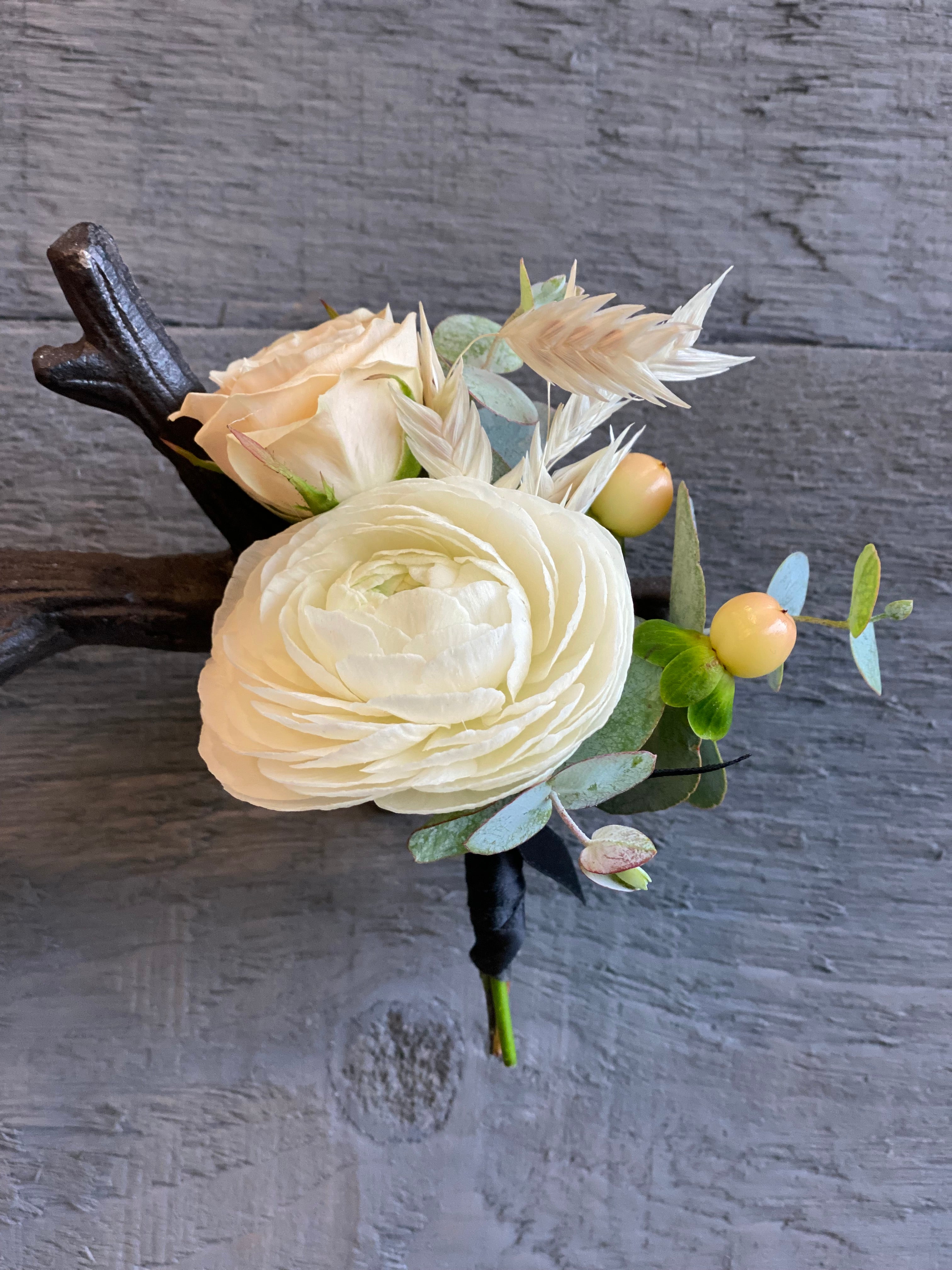White Green Boutonniere