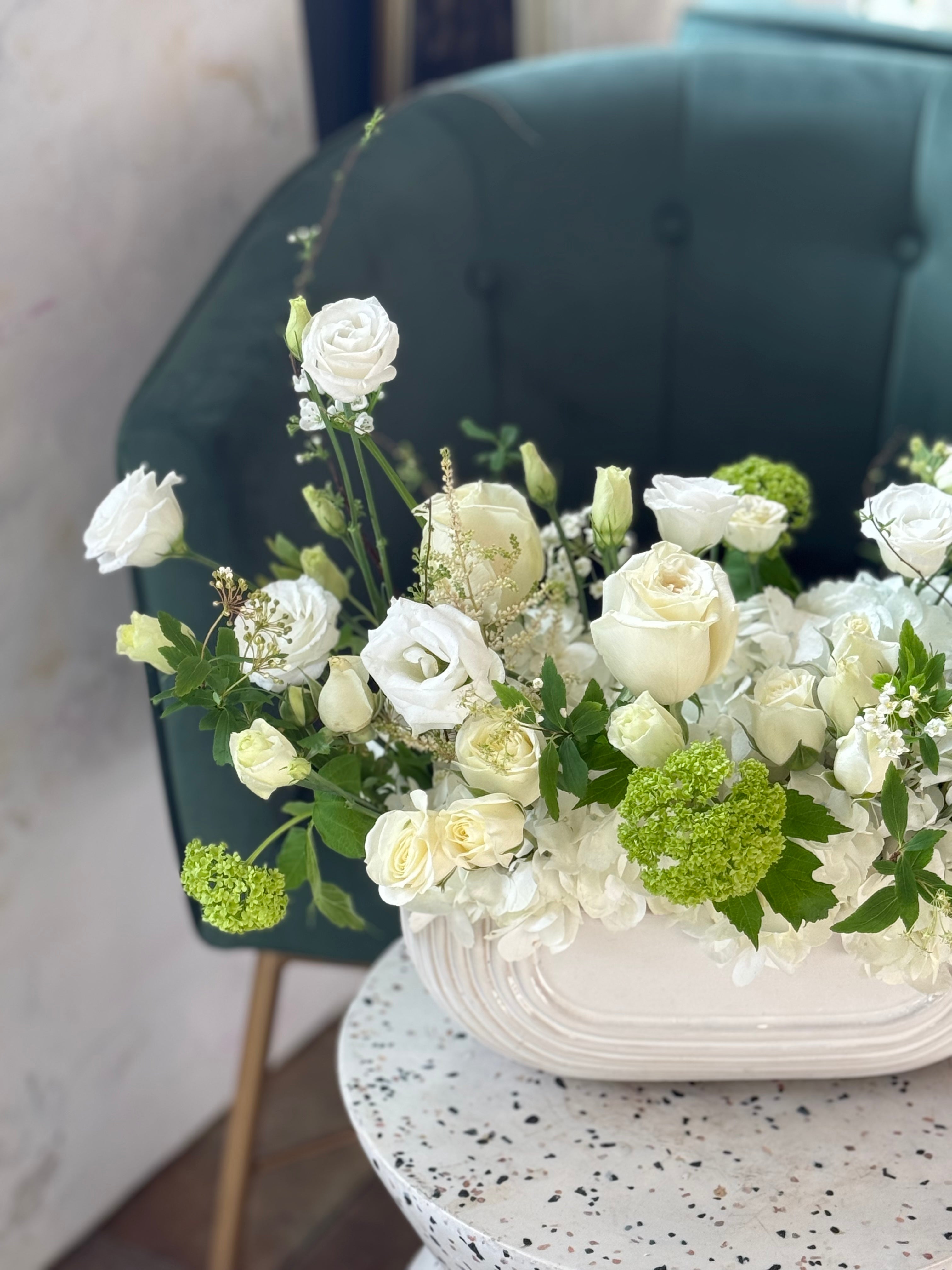 White Arrangement closeup Sympathy