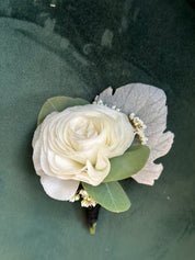 White Green Boutonniere