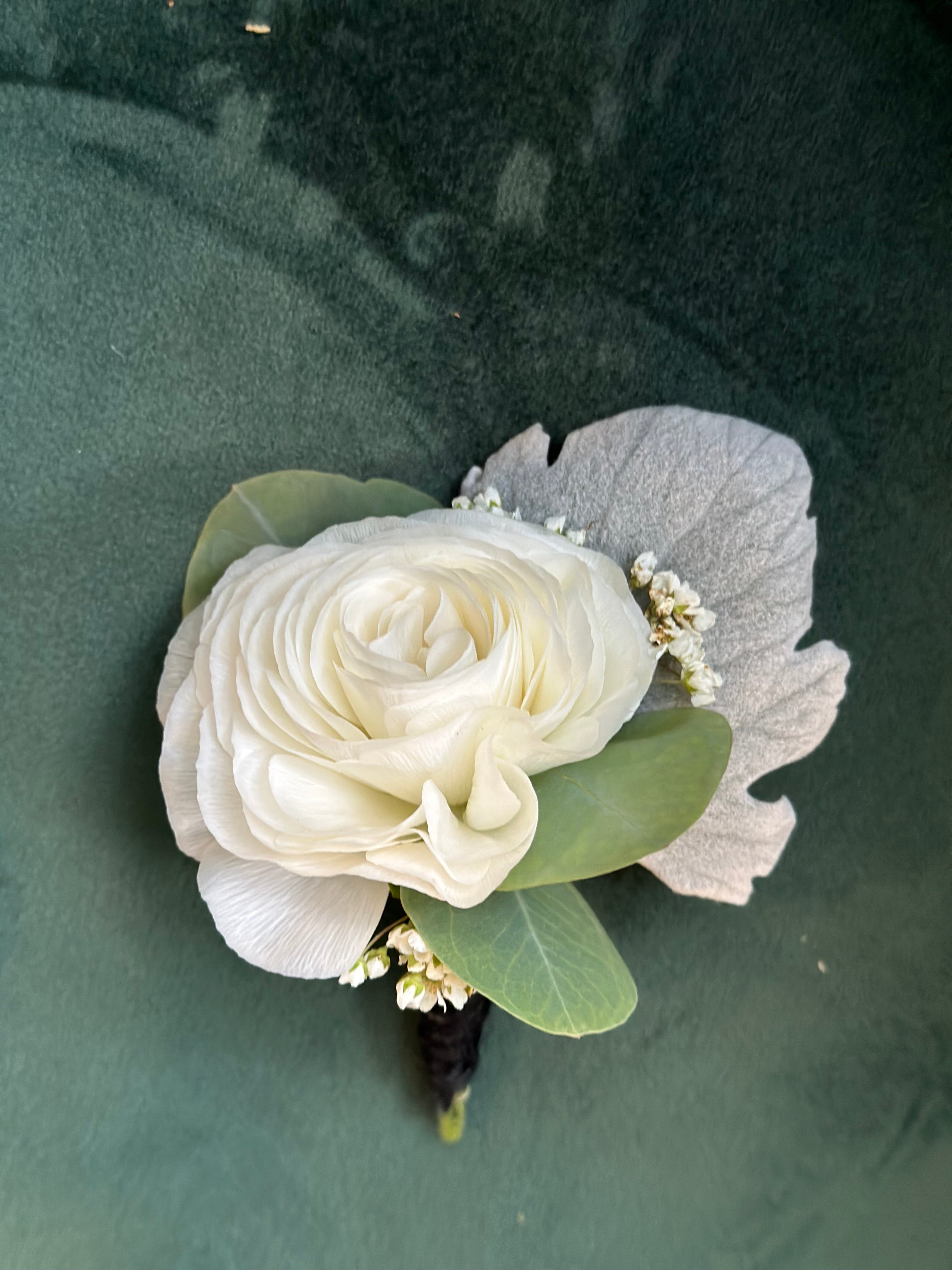 White Green Boutonniere
