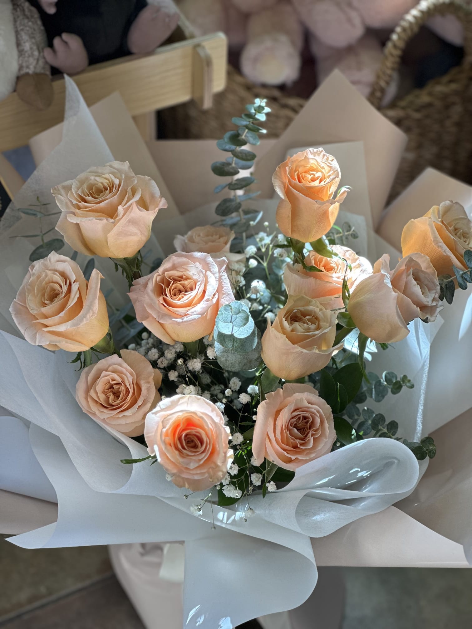 Dozen of Peach Shimmer Rose