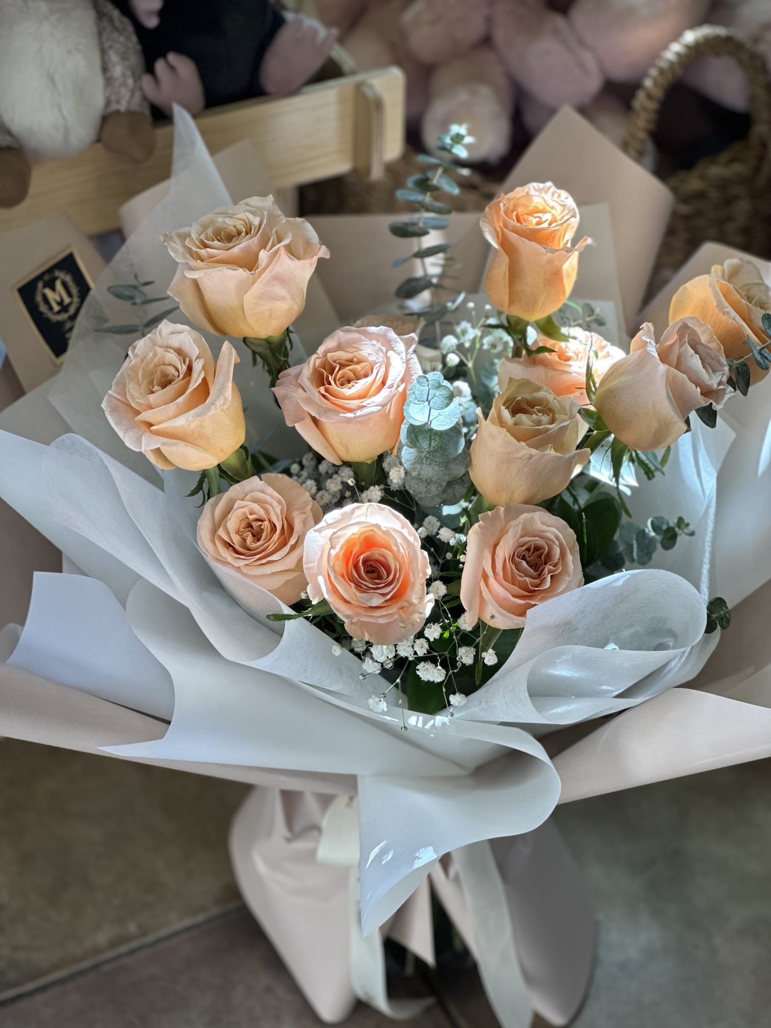 Dozen of Peach Shimmer Rose