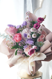 Blush pink and lavender pastel bouquet by Moon’s Flowers Toronto