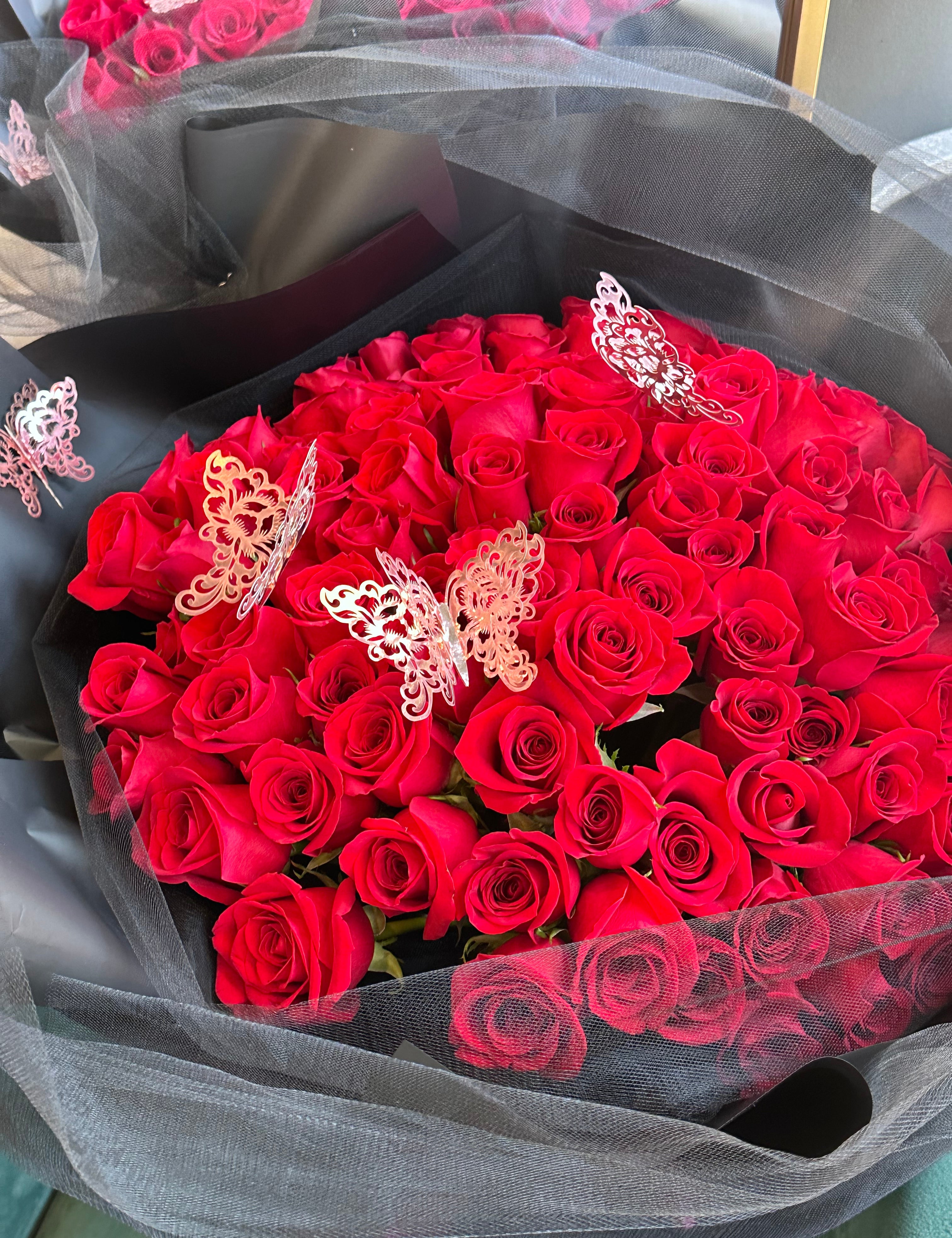 100 rose bouquet with a Butterfly - Add On  for your floral gifts for delivery across the GTA and Toronto 