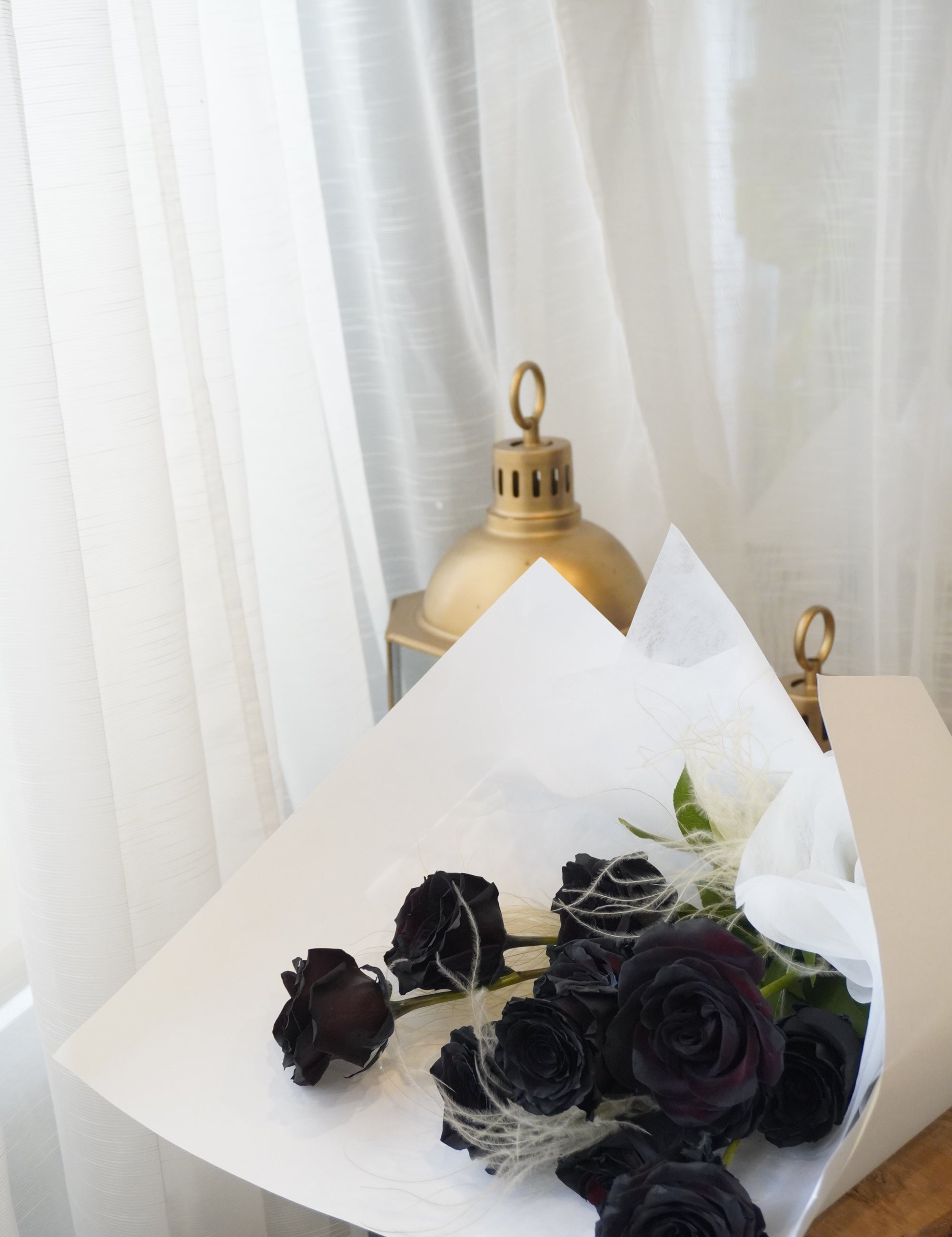 Front view of the bouquet, including wrapping paper.