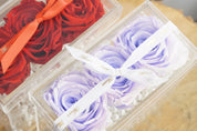 Closeup shot of the Preserved Roses in Acyrlic Box (3), showing both colours in its glory. The vibrancy and elegance of the flowers can be seen close up and afar.