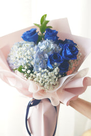 Blue Rose & Hydrangea Bouquet