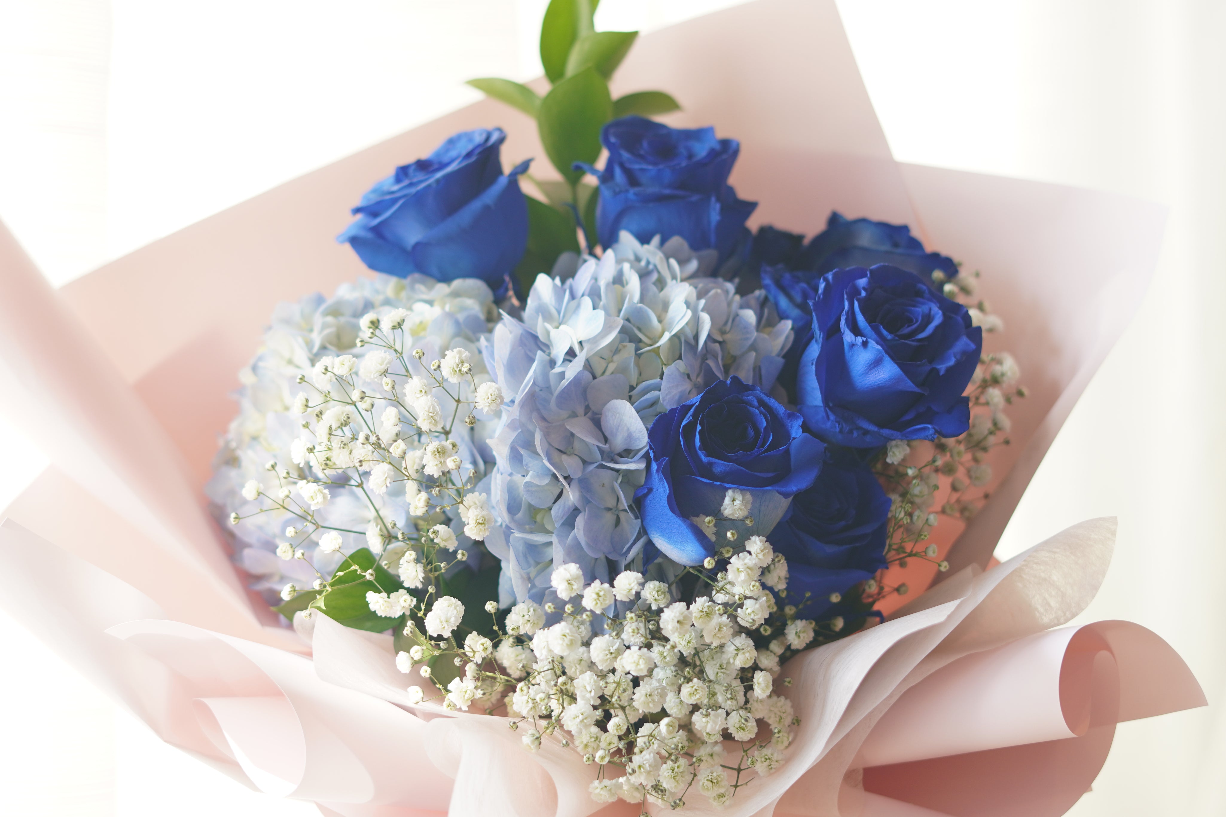 Blue Rose & Hydrangea Bouquet