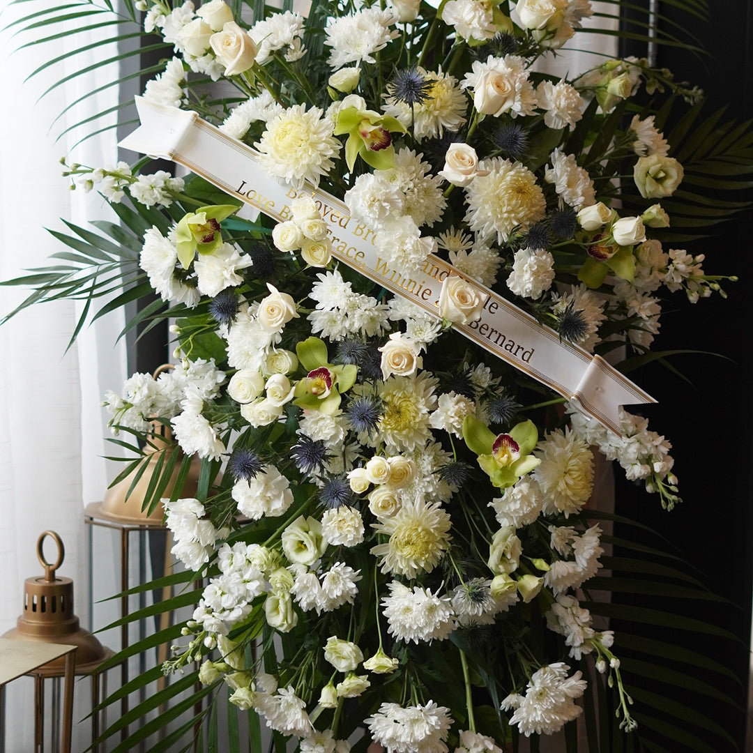 this elegant floral display conveys deep compassion and respect,Funeral and Sympathy Flowers Delivery Toronto