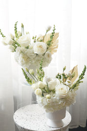 Ivory Serenity – White Rose & Hydrangea Arrangement
