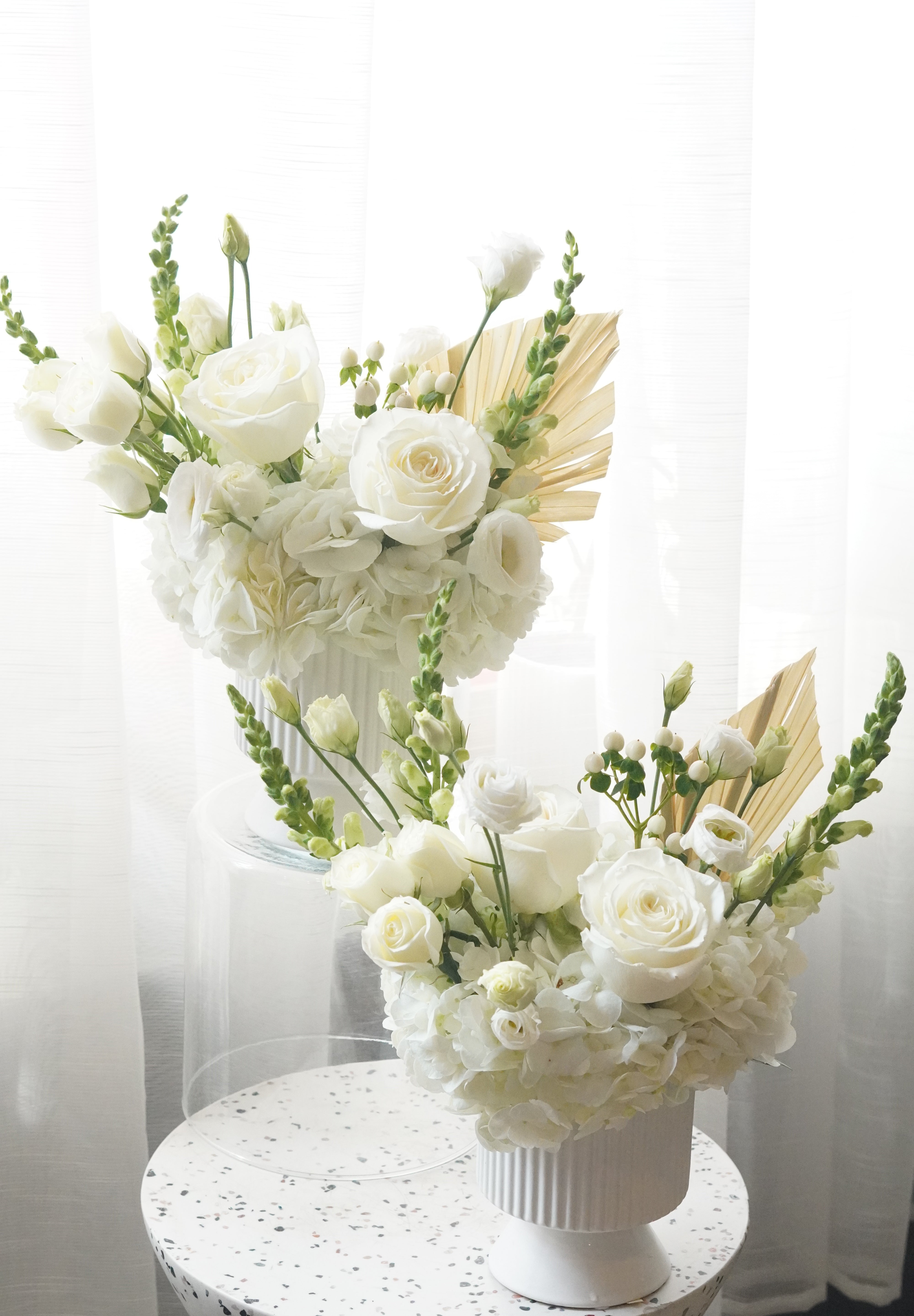 Ivory Serenity – White Rose & Hydrangea Arrangement