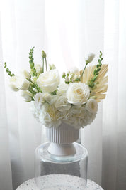 Ivory Serenity – White Rose & Hydrangea Arrangement